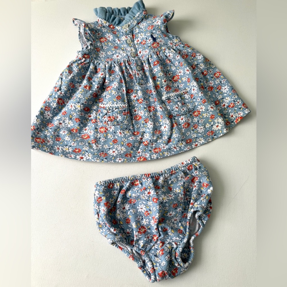 Ralph Lauren baby girl’s floral top and bloomer set.  Size 3M.